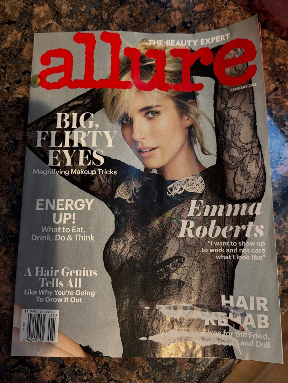 2016 January, Allure Magazine, Emma Roberts Hair Rehab